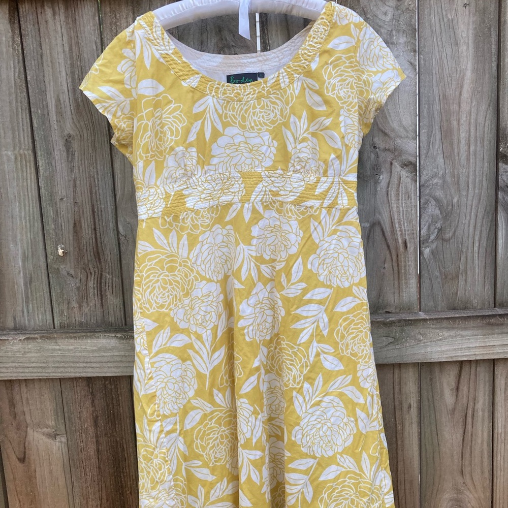 Boden Yellow Floral Midi Dress